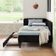 thumbnail image 3 of Twin Size Upholstered Platform Bed Frame with 2 Storage Drawers, Adjustable Velvet Sofa Bed, Black, 3 of 3