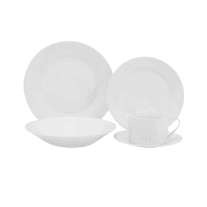 Importclick - Set Loza 16 Piezas Platos Tazas Vajilla Cerámica Blanco
