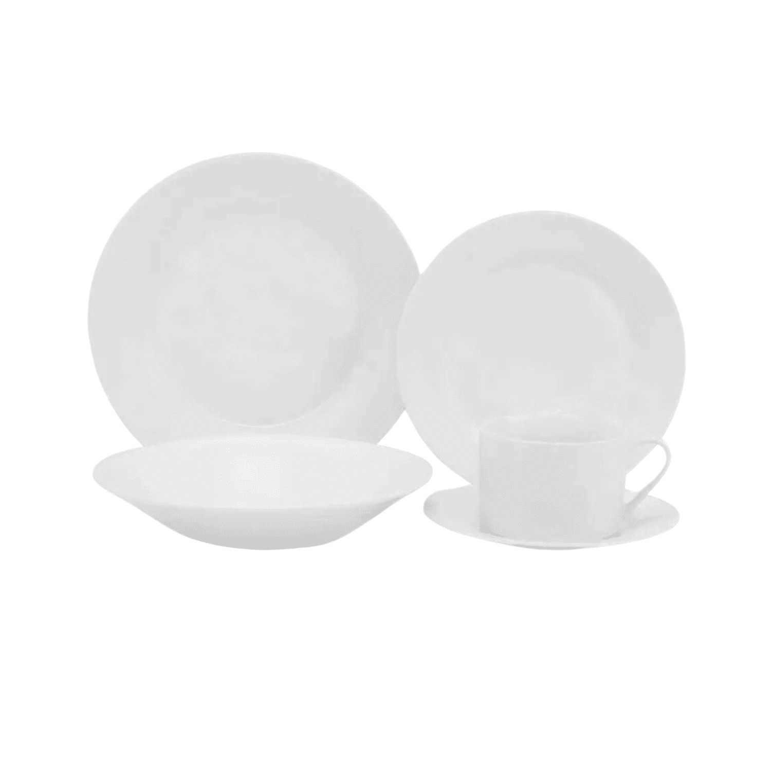 Importclick - Set Loza 16 Piezas Platos Tazas Vajilla Cerámica Blanco