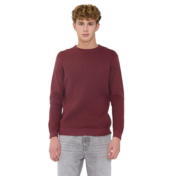 Sweater Hombre Burdeo Liso Corona