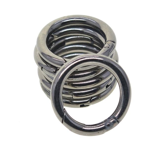 6 piezas de anillos O de puerta de resorte, Clip de resorte, mosquetón redondo, cierre de abrazadera de 32mm, anillos de resorte de Metal, gancho de , negro