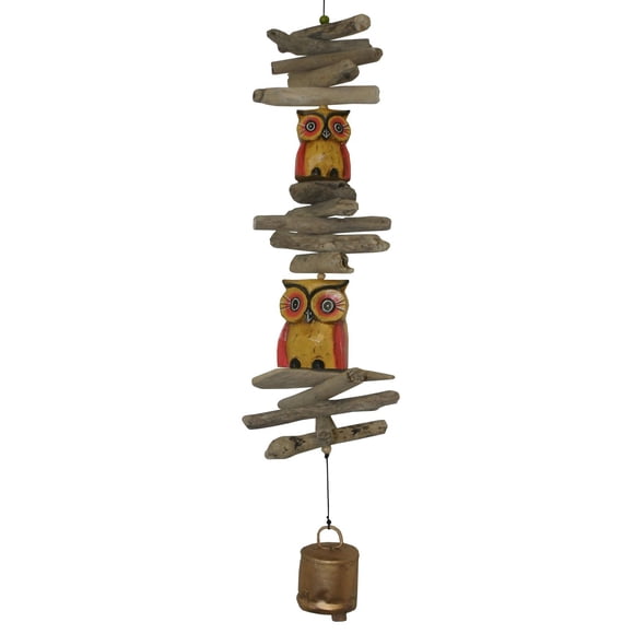 Wind Bell Cohasset Gifts 618 Twin Oscar Owl, madera flotante amarilla
