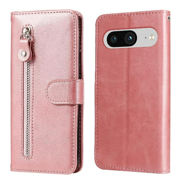 Funda con Cremallera para Google Pixel 8 , Carcasa Cartera de Cuero PU con Soporte y Tarjetero