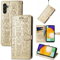 Funda Cartera Foxdock Para Samsung Galaxy A13 5G , Flip Pu Con Relieve De Gatos Y Perros, Tarjetero Y Soporte