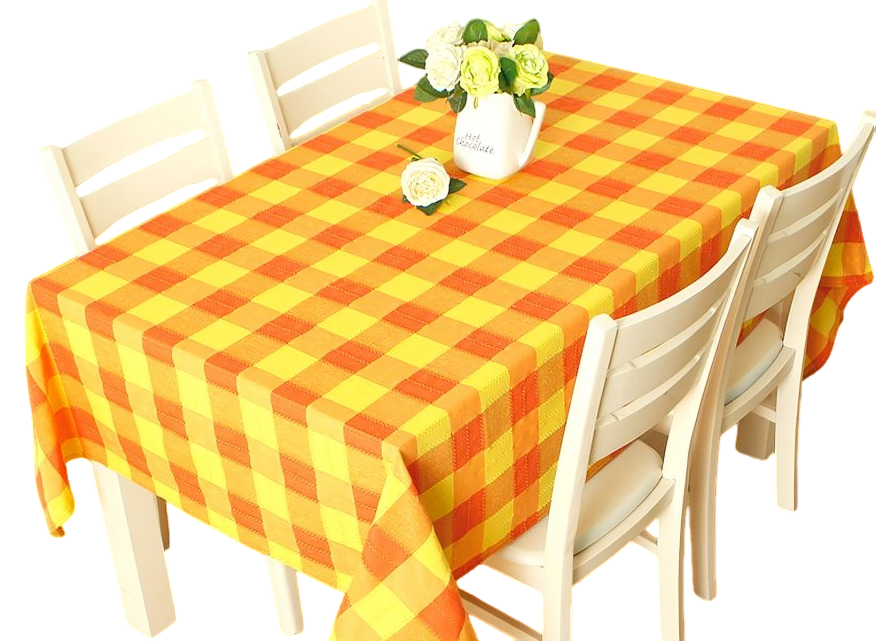 Mantel Polycotton Rectangular / Cuadrillé Salmón Amarillo – Doral