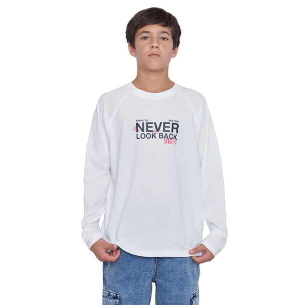 Polera Niño Teen Manga Larga Urban Blanco Corona