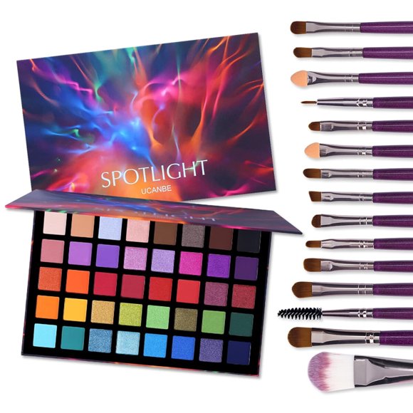 UCANBE Spotlight Eyeshadow Palette 15 PCS Eye Brushes Make