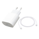 thumbnail image 1 of Cargador Rápido 30W USB-C con Enchufe Fijo + Cable 1m Doble USB-C Blanco – Para iPhone 15/16 y iPad con Puerto USB-C, 1 of 4