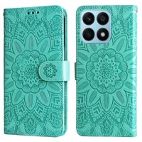 Funda Tipo Cartera Foxdock Para Honor X8A , Diseño Girasol En Relieve, Cuero Pu, Cierre Magnético, Soporte Y Tarjetero