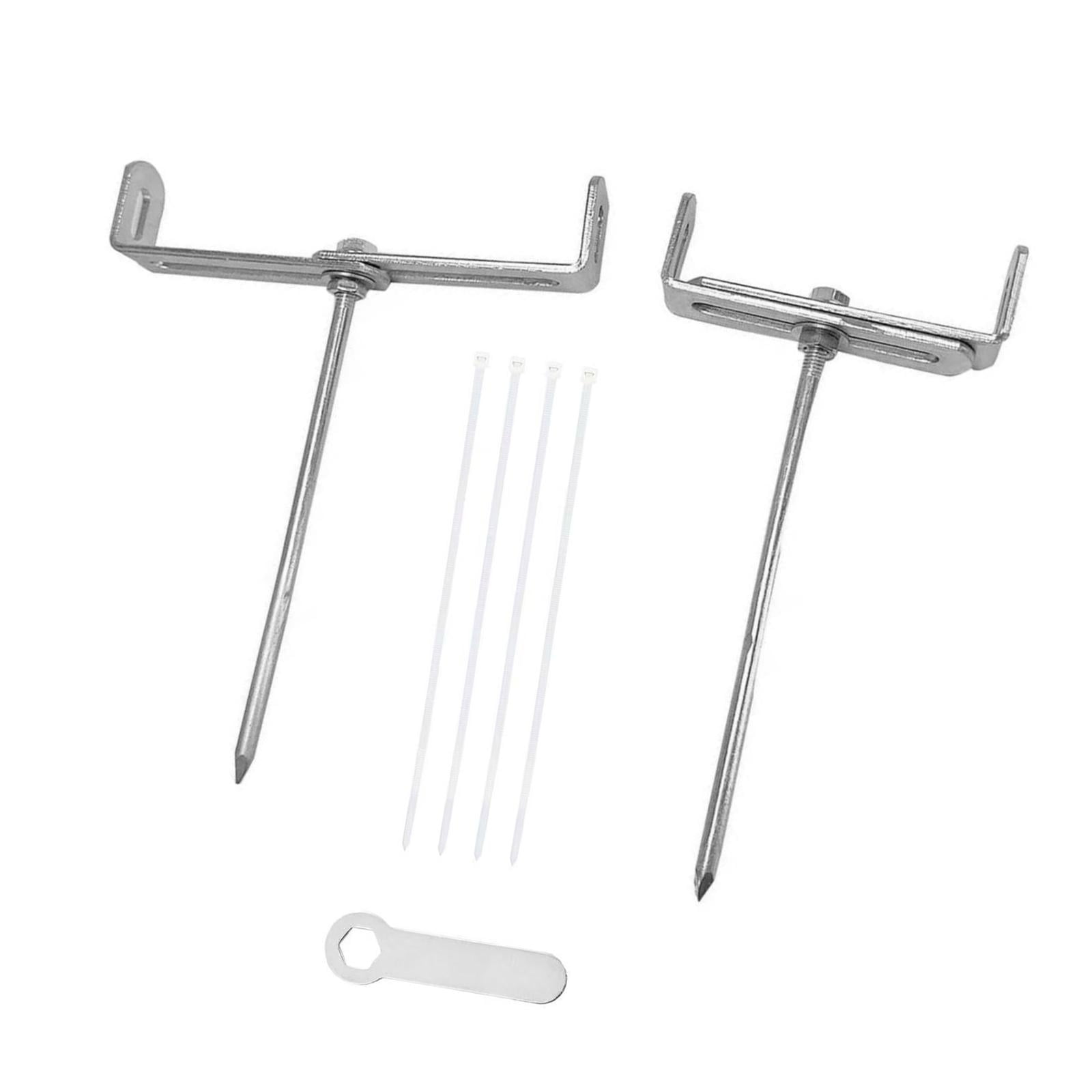 Magideal - 2 Piezas De Soporte De Bajante, Soporte De Canalón Ajustable, Extensión De Hierro, Soporte De Tubería De Anclaje, Construcción De Hierro Resistente, Adecuado Para Estaca De Tierra De 20 Cm