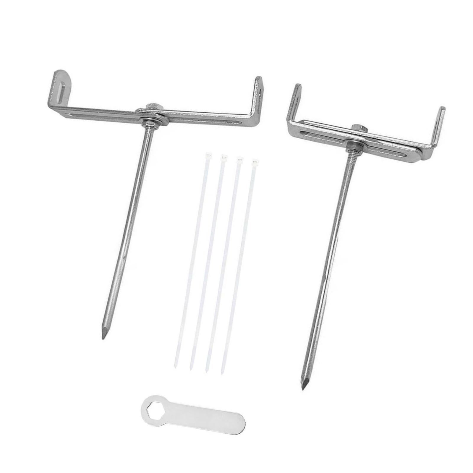 Magideal - 2 Piezas De Soporte De Bajante, Soporte De Canalón Ajustable, Extensión De Hierro, Soporte De Tubería De Anclaje, Construcción De Hierro Resistente, Adecuado Para Estaca De Tierra De 20 Cm