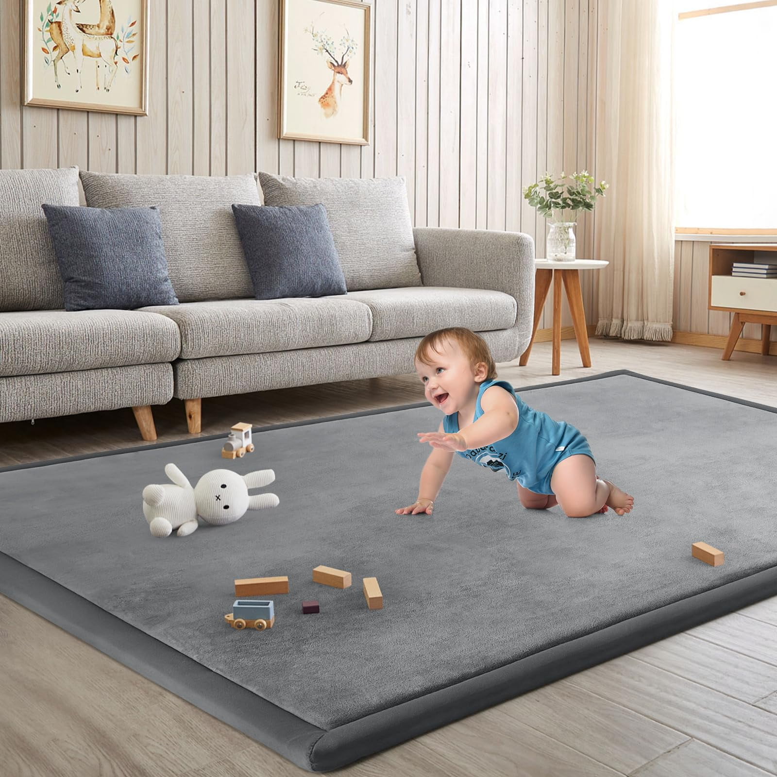 Alfombra De Juego Para Bebé Ilpeod 127x127 Cm Espuma Viscoelástica De 3.5 Cm De Grosor