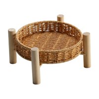 Magideal - Cesta De Almacenamiento De Verduras De Ratán Cestas De Almacenamiento Cestas De Cesta De Mimbre Bandejas De Pan De Mimbre Redondas De Plástico Para Fr 18×10×4Cm