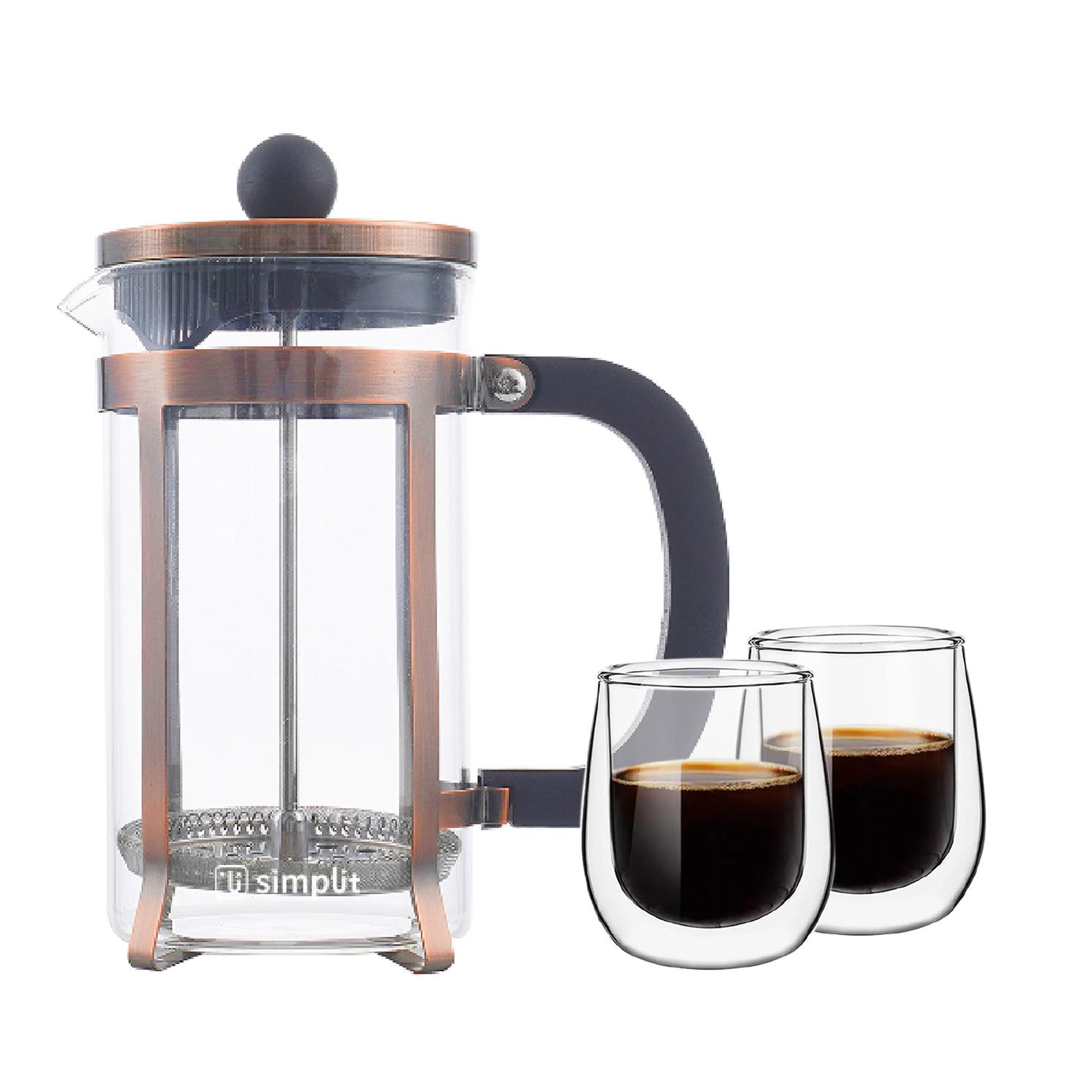 Pack Cafetera Francesa 600 Ml + Set 2 Tazas 80 Ml Simplit