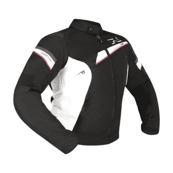 Chaqueta de Moto Richa Gotham 3 Impermeable Mujer Negro Blanco Rosado Talla DS