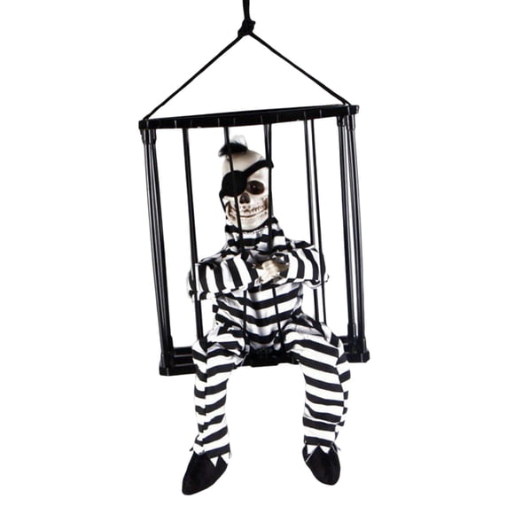 Screaming Animated Decorations Halloween Scary Talking Skull Cage Prisoner One-eyed Cage Spectre