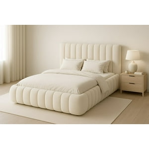 Ethan Desing - Cama Nube 2 Plazas Crudo + Colchón 2P Mery Desing 30Cm + 2 Almohadas Masel
