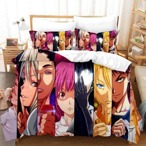 Food Wars Soft E Quilt Duvet Cover Set Doona Cover Comforter Cover Kids Queen3-Piece Bedding Set