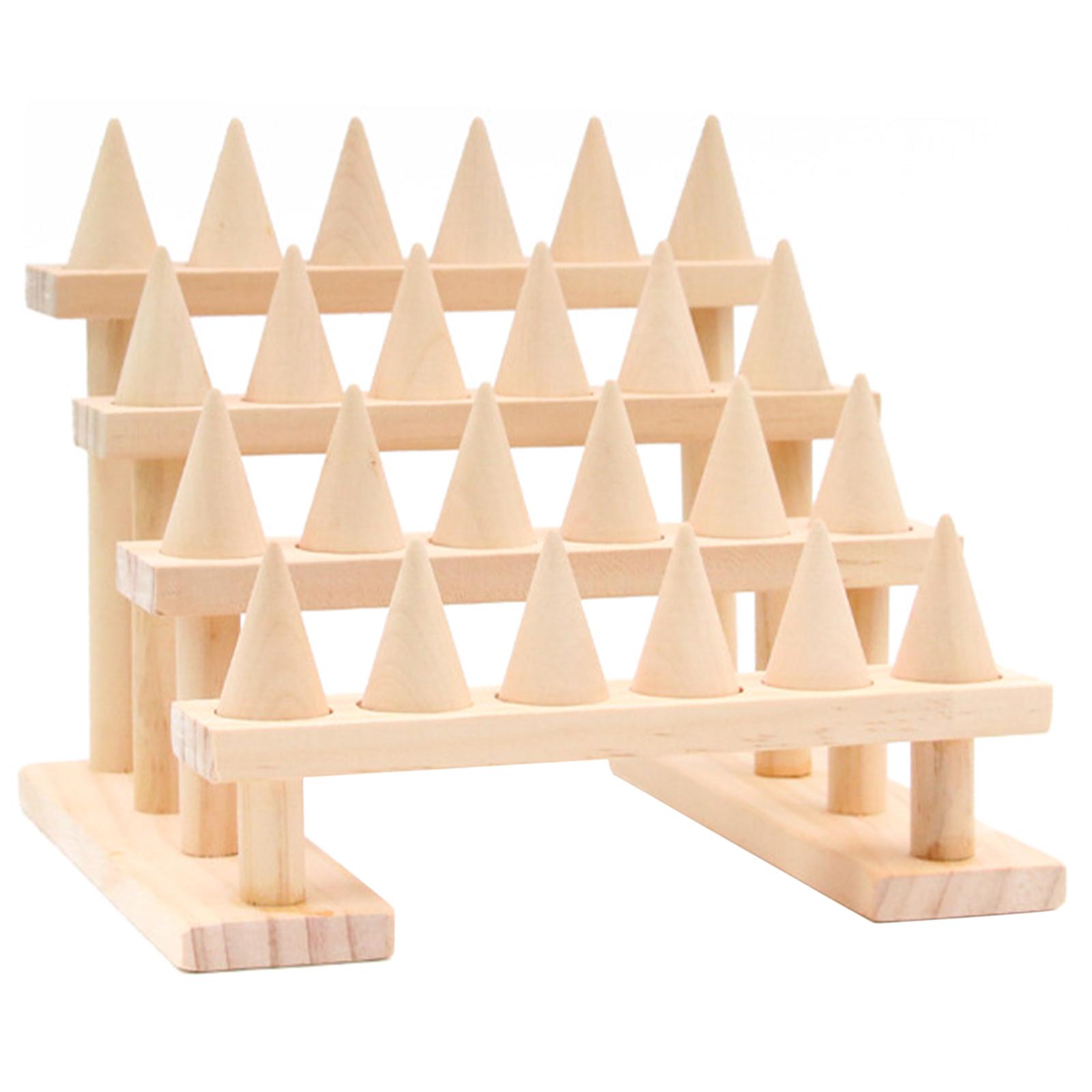 Ioensy - Soporte De Exhibición De Joyería De Anillos Multicapa Artesanía De Madera Diy 4 Capas 24 Dedos