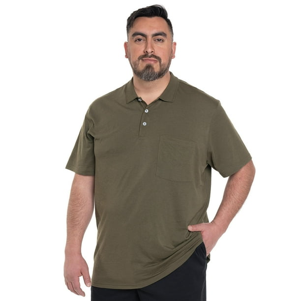 Polera Hombre Lisa Cuello Camisero Bolsillo Pecho