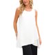 thumbnail image 4 of INSPIRE CHIC Blusa sin mangas de gasa casual de mujer para el regreso a clases, camiseta suelta asimétrica de cuello redondo, parte superior de verano, M Blanco, 4 of 6
