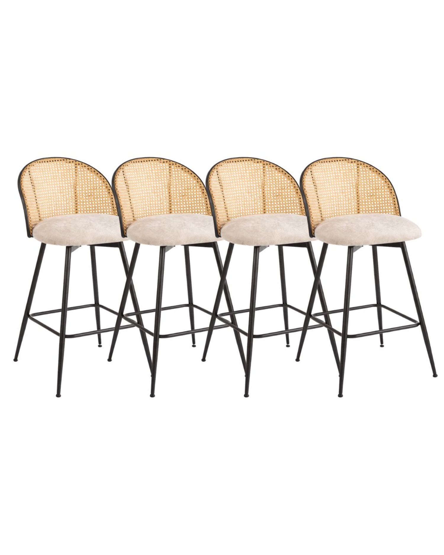 Habita2 Chile - Pack 4 Sillas De Bar Giratoria De Ratan Marsella - Beige