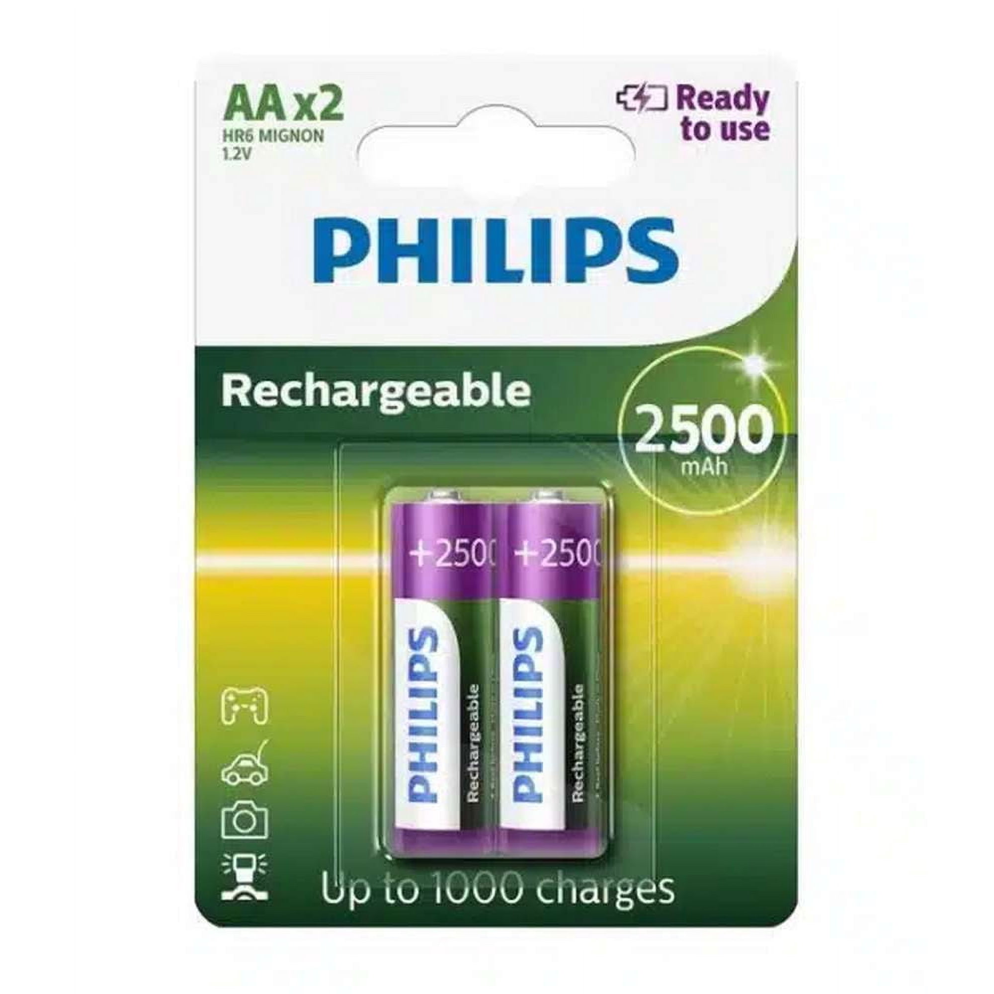 Gen - Pack De 2 Pilas Recargables Philips Aa 2500mah