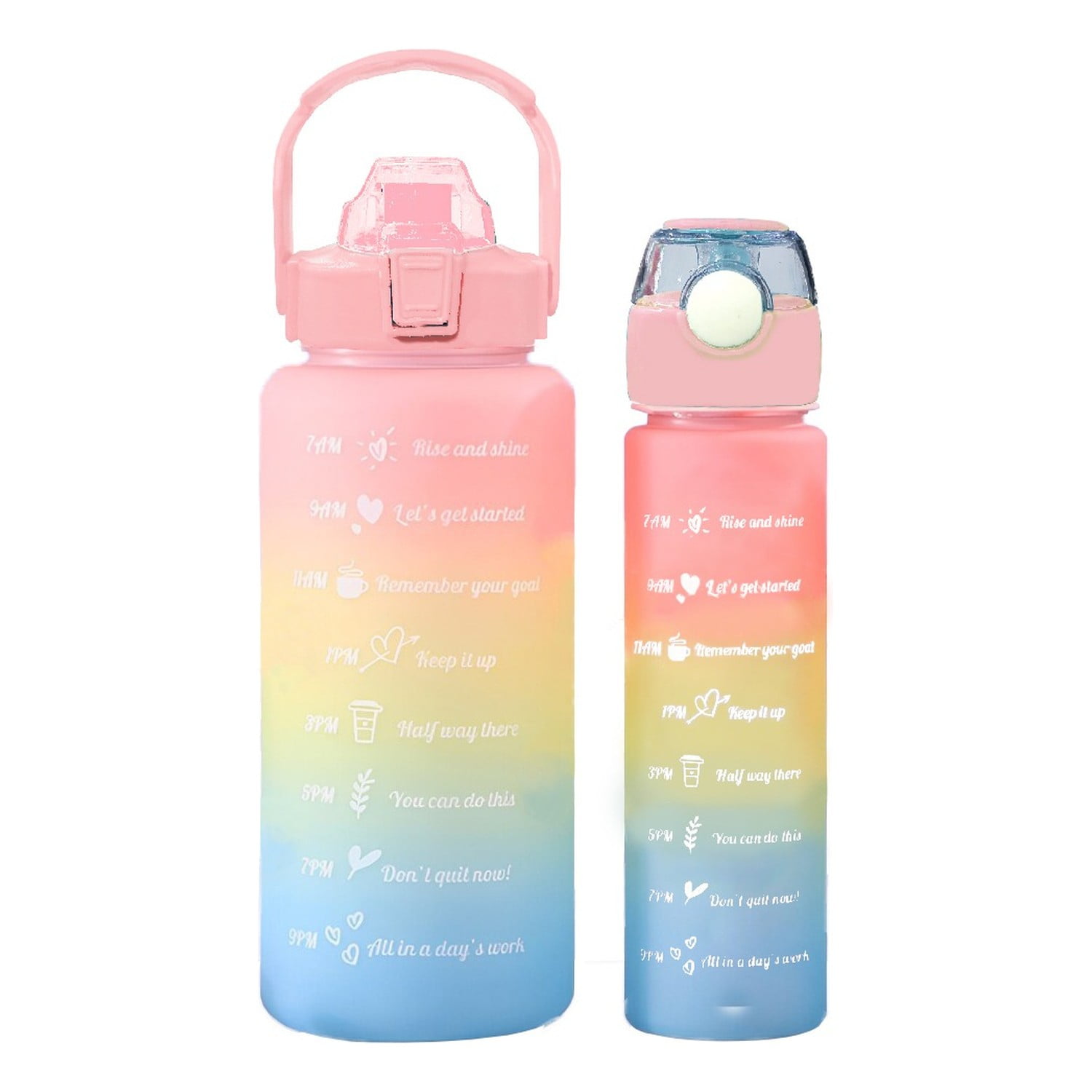 Genérico - Botellas De Agua Motivacionales 2l Y 900ml Rosa Amarillo Celeste