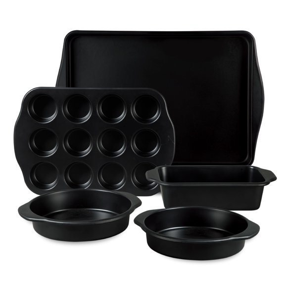 Set de utensilios para hornear Oster Teston de 5 piezas, acero al carbono, negro mate