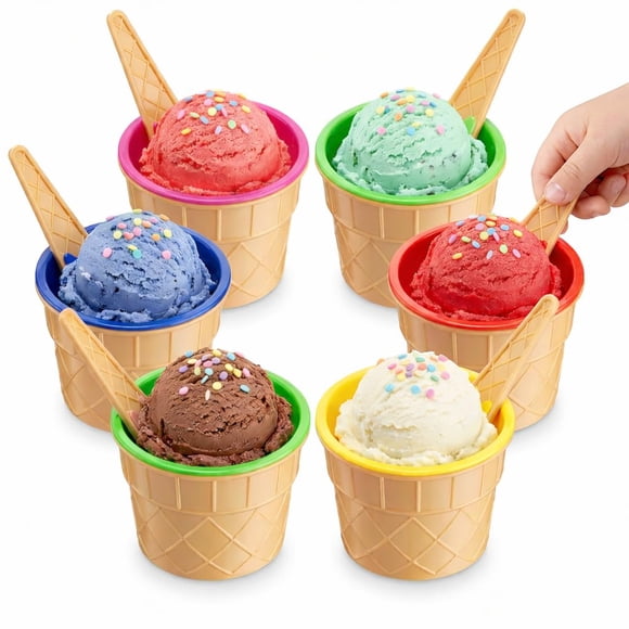 Juego de 6 tazones y cucharas reutilizables para helado JoyServe