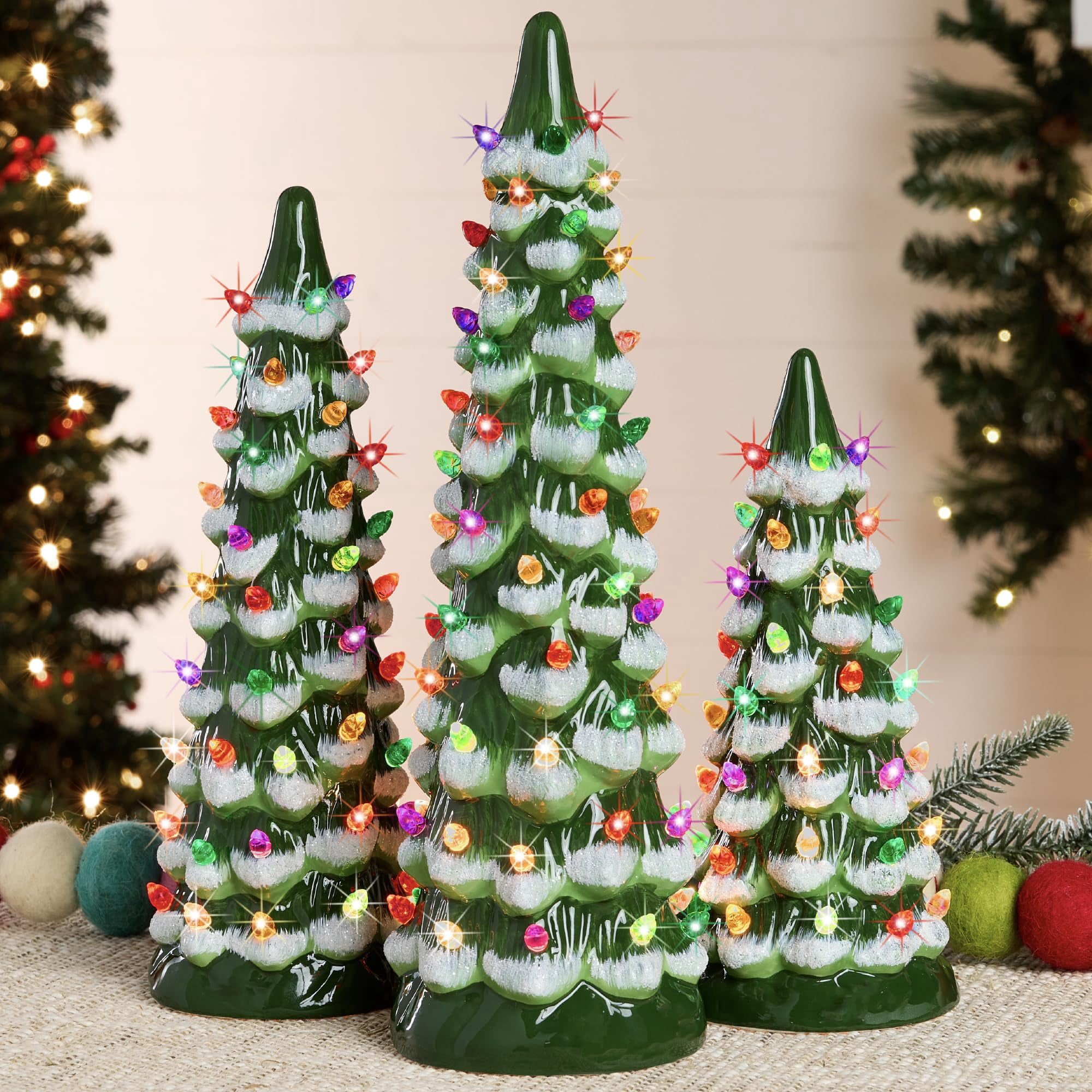 Árbol De Navidad De Cerámica Best Choice Products Xl, Juego De 3