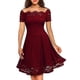thumbnail image 1 of Vestido de fiesta de encaje de manga corta sin tirantes para mujer, 1 of 5