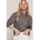 thumbnail image 4 of Camisa Fashnzfab Mezcla De Lino Manga Larga Mocha, 4 of 5