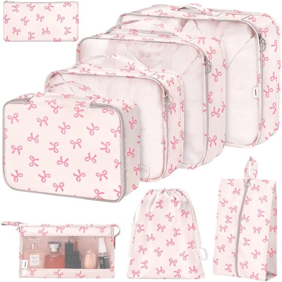 Set de 8 Organizadores para Maleta Hatisan de Nylon Rosa