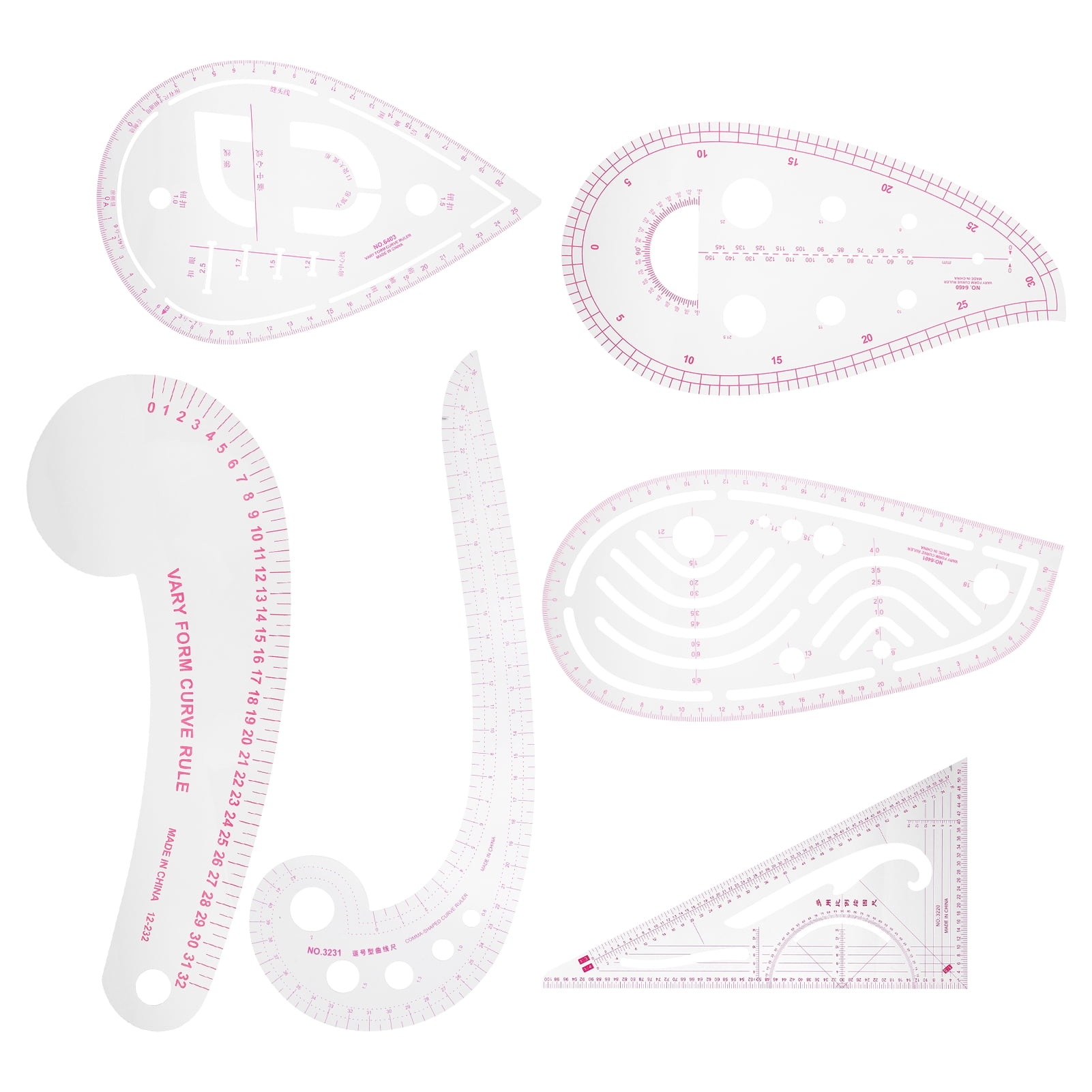 Regla Curva De Costura De 6 Piezas, Regla Métrica Francesa De Plástico, Regla De Diseño De Ropa De Clasificación