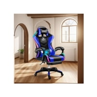 Genérico - Silla De Escritorio Gamer Ergonómica Luz Led Rgb, Masajeador Azul