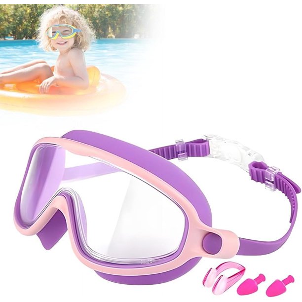 Gafas natación niños montura grande antivaho clip sin fugas máscara buceo infantil