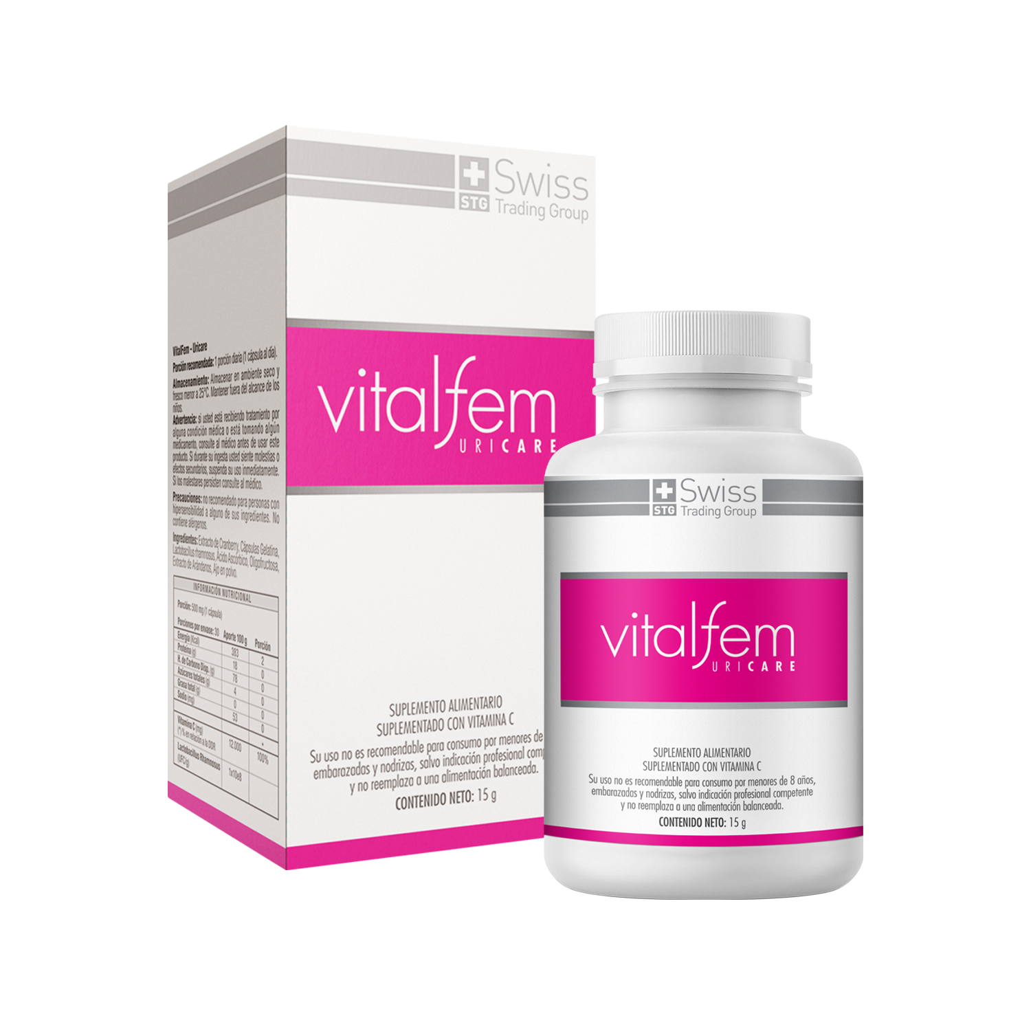Swiss Nature Labs - Suplemento Alimenticio Vitalfem Uricare Con Vitamina C Para La Buena Salud Urinaria 30 Capsulas