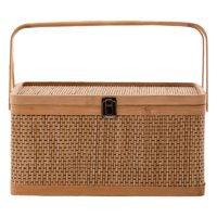 Magideal - Cesta Tejida De Bambú, Cesta De Bambú Decorativa, Cesta De Almacenamiento, Cesta De Almacenamiento De Alimentos, Cesta De Picnic Para Almuerzo, Pan, 35X25X18Cm