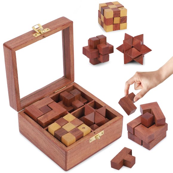 Set de 4 Rompecabezas 3D de Madera Ajuny 4 en 1