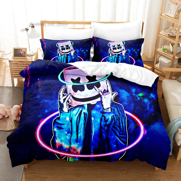 Marshmallow dj Bedding Set Bed Set Aldult Kid Bedroom Duvetcover Sets Hip Hop
