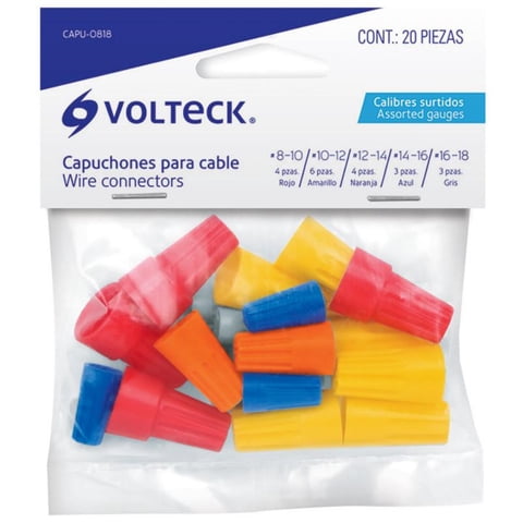 Volteck - Conectores Conicos Para Cable Surtidos 20 Un.