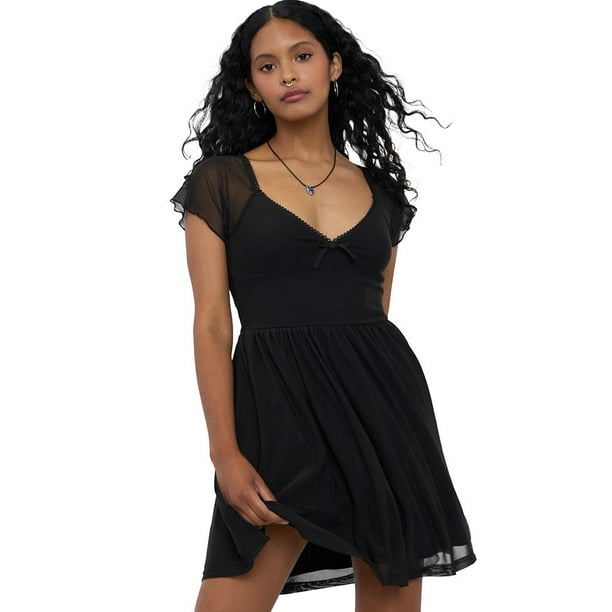 Vestido Mujer Malla Negro Corona