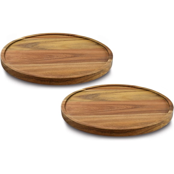 Organizador Lazy Susan AUAM de madera de acacia de 9 pulgadas, paquete de 2
