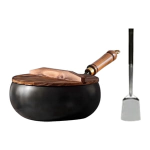 Magideal - Wok Sin Recubrimiento Chino Wok Hirviendo Gas Lid Wood Utensilios De Cocina Salteador Sartén Sartén De Cocina Wok Para Restaurante Para Acampar El