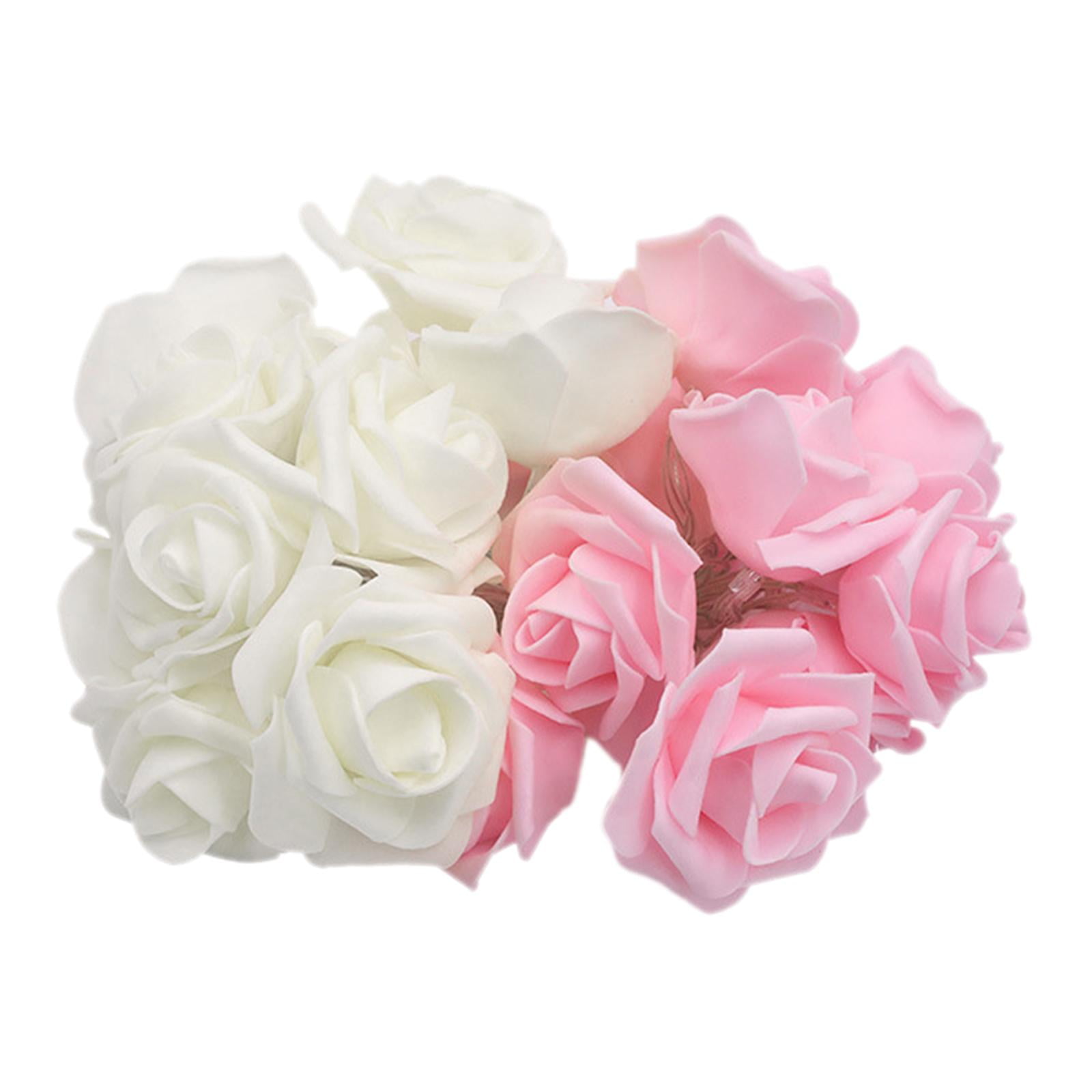 Magideal - Cadena De 20 Luces Led De Flores Románticas, Lámparas Coloridas Para Interiores Y Exteriores, Luces Led De Flores Rosas Para Decoración De Habitación, , Blanco Rosa