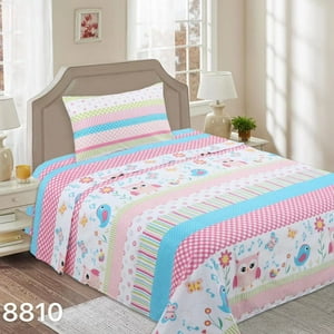 Genérico - Juego De Sábana Diseño 144 Hilos 1 1/2 Plazas - Búho Niña M8810