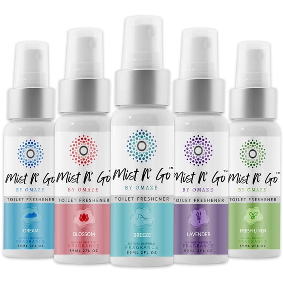 Eliminador de olores de inodoro Mist N' Go de Omaze, 10 ml x5