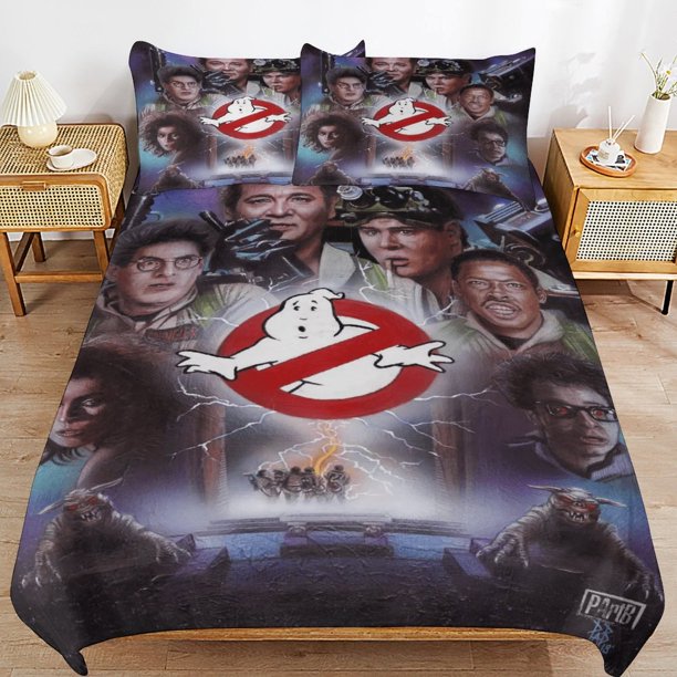 x318 Ghostbusters Bed Duvet Cover Microfiber Bedding Sets 3D Printed Lightweight 3 Piece Comforter Sets, 1 Duvet Cover And 2 Pillow Shams for Kids Boys Girls 79"x90" jn318