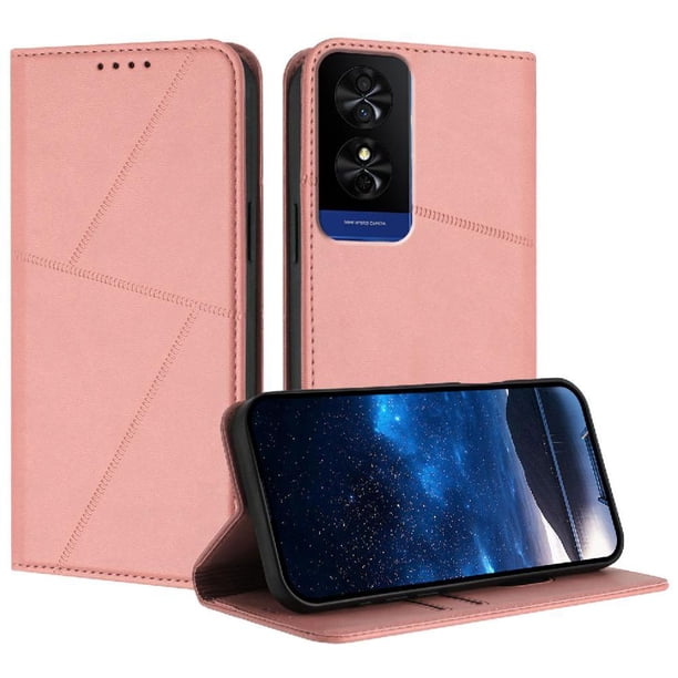Funda Cartera Magnética para TCL 50 Protección Antichoque con Ranuras Rosa